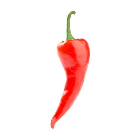 Hot red chili pepper isolated on whiteの写真素材