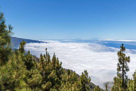 Mountain view on Tenerife with Teide volcano above the cloudsの写真素材