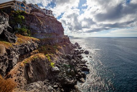 Steep cliff on Tenerife coast on the north of the island. Landscape of Tenerife northの写真素材