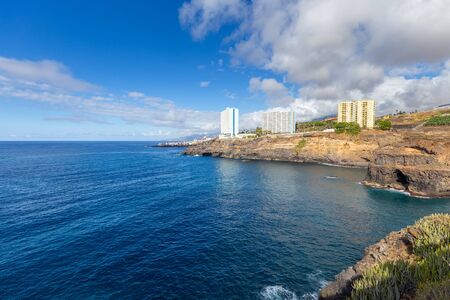 Seascape view on Puerto de la Cruz in north of Tenerife islandの写真素材