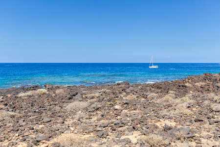 Volcanic rocks on coastline of canary islandの写真素材