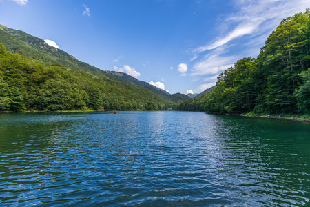 Wide angle view of Biograd lake in Montenegro.の写真素材