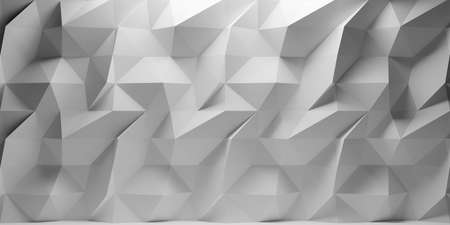 3D render white polygonal abstract background with top lightの写真素材