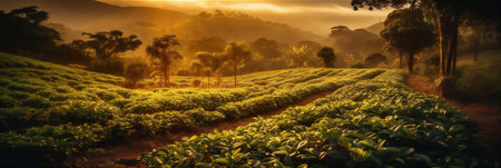 AI generative image of coffee plantation in Colombia.の素材