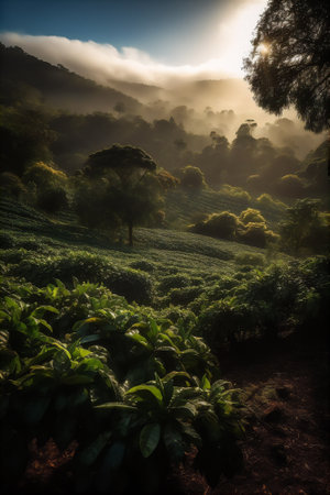 AI generative image of coffee plantation in Gonduras.の素材