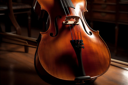 Close up image of cello. AI generative image.の素材