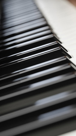 Close-up piano keyboard with selective focus. 3d renderingの写真素材