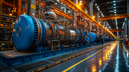 Modern industrial machinery in a production facility. Generative AIの素材