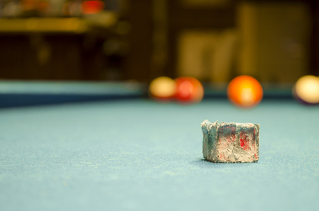 Billiard chalk on tableの写真素材