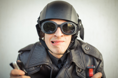 Young nerd playing video gamesの写真素材