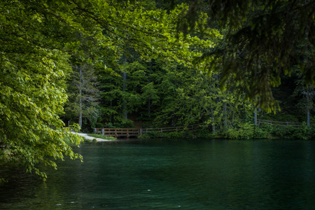 Lago di Fusine, Lake Italyの写真素材