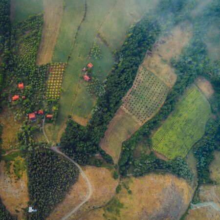 Overhead Aerial Shot of rural area .Shot From air.の写真素材