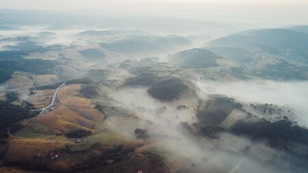 Overhead Aerial Shot of rural area .Shot From air.の写真素材