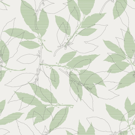 Floral Seamless Pattern Illustration of Laurel Leaves Backgroundのイラスト素材