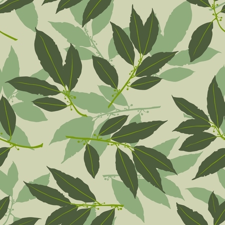 Floral Seamless Pattern Illustration of Laurel Leaves Backgroundのイラスト素材