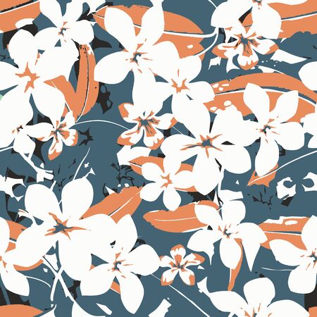 Exotic Seamless Tropical Floral Pattern Vector Backgroundのイラスト素材