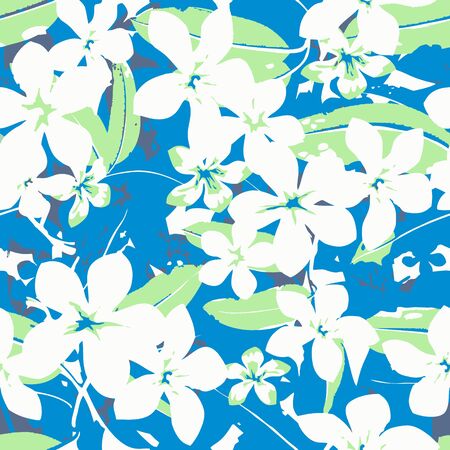 Exotic Seamless Tropical Floral Pattern Vector Backgroundのイラスト素材