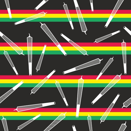 Ganja Weed Marijuana Seamless Vector Pattern Backgroundのイラスト素材