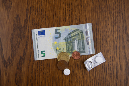 Euro Banknotes and Pillsの写真素材