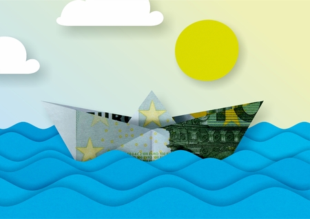 Banknote Euro Boat Shipの写真素材