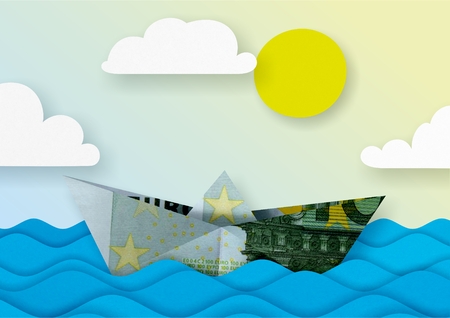 Banknote Euro Boat Paper Shipの写真素材