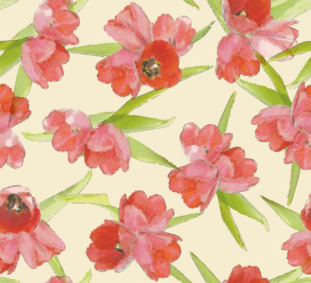 Retro Watercolor Floral Patternの写真素材