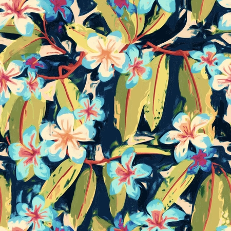 Tropical Flowers Patternのイラスト素材
