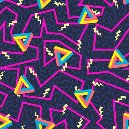 Eighties Neon Colorful Seamless Patternのイラスト素材
