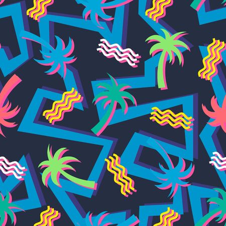 Eighties Neon Colorful Seamless Patternのイラスト素材
