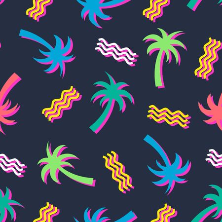 Eighties Neon Colorful Seamless Patternのイラスト素材