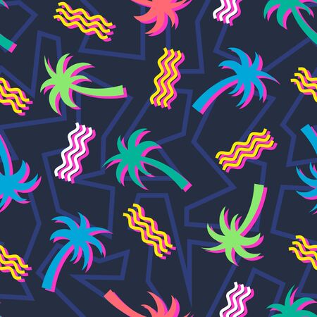Eighties Neon Colorful Seamless Patternのイラスト素材
