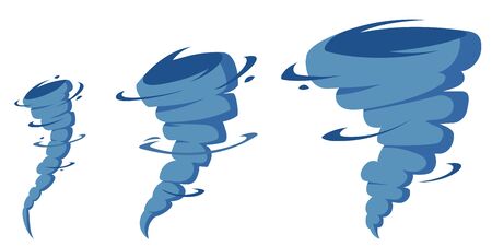 Tornado of different power. Set of illustrations in cartoon style.のイラスト素材