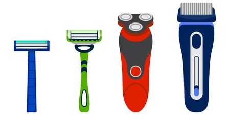Set of men's razors. Shavers isolated on white background.のイラスト素材