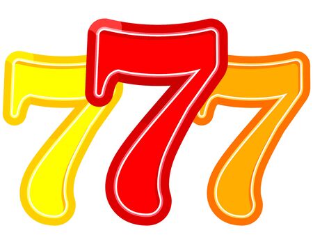 Symbol of good luck. Three sevens in cartoon style.のイラスト素材
