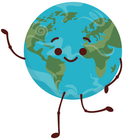 Earth in cartoon style. Smiling space character.のイラスト素材