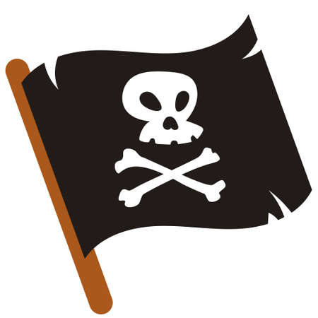 Black pirate flag. Skull and crossbones in flat style.のイラスト素材
