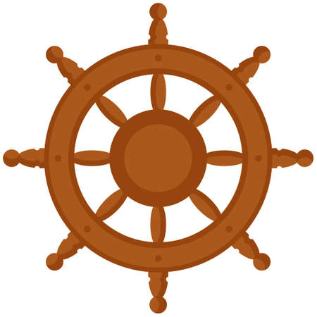 Ship's wheel in cartoon style. Pirate attribute isolated on white background.のイラスト素材
