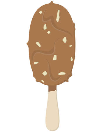 Ice cream in chocolate glaze. Summer dessert in cartoon style.のイラスト素材