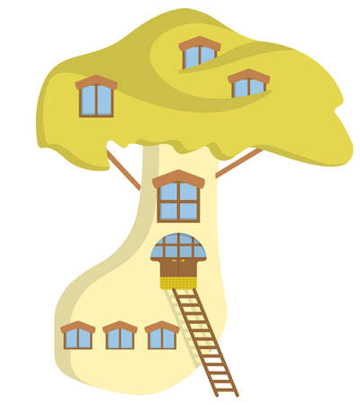 Mushroom shaped building. Fairytale house in cartoon style.のイラスト素材