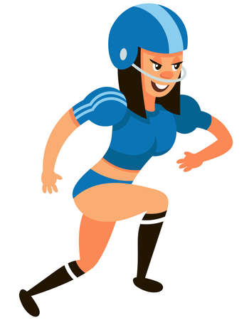 Running american football player. Female character in cartoon style.のイラスト素材