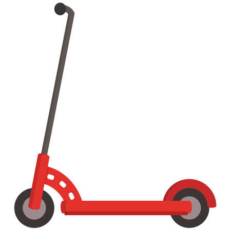 Red kick scooter in cartoon style. Alternative city transports.のイラスト素材