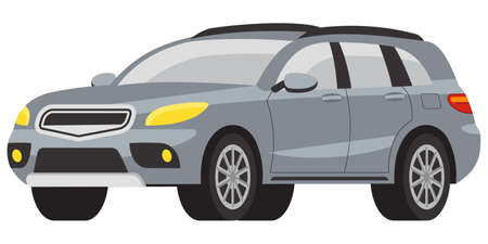 SUV three quarter view. Grey automobile in cartoon style.のイラスト素材