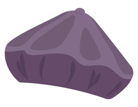Purple women's beret. Winter clothes in cartoon style.のイラスト素材