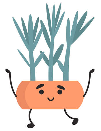 Joyful anthropomorphic succulent. Fictional character in cartoon style.のイラスト素材