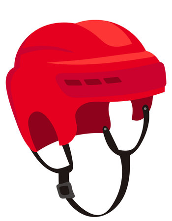Red hockey helmet. Sport equipment in cartoon style.のイラスト素材