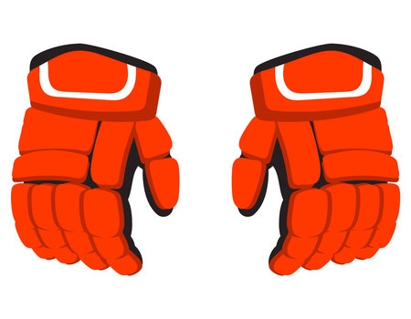 Red hockey gloves. Sport equipment in cartoon style.のイラスト素材