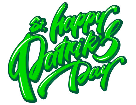 Happy St. Patrick's Day cartoon lettering. Beautiful hand drawn calligraphy.のイラスト素材