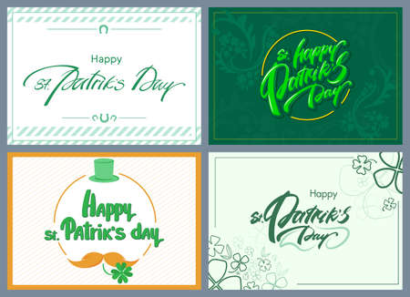 Collection of St. Patrick's Day posters. Beautiful holiday cards.のイラスト素材