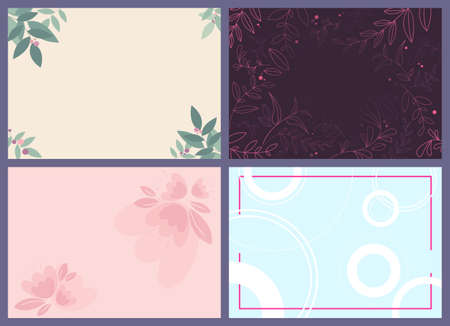 Womens day blanks for postcards. Beautiful holiday templates in horizontal orientation.のイラスト素材