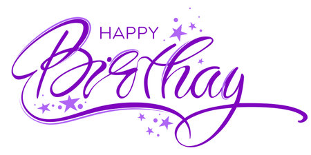 Happy Birthday lettering. Beautiful hand drawn calligraphy.のイラスト素材